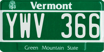 VT license plate YWV366