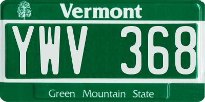 VT license plate YWV368