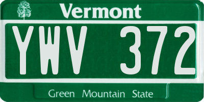 VT license plate YWV372
