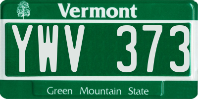 VT license plate YWV373