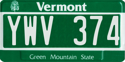 VT license plate YWV374