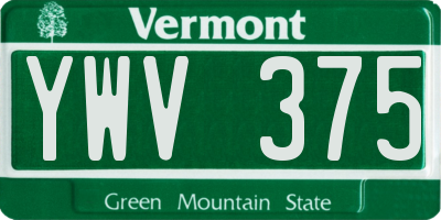 VT license plate YWV375