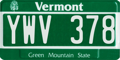 VT license plate YWV378