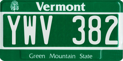 VT license plate YWV382