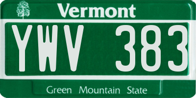 VT license plate YWV383