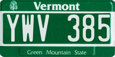 VT license plate YWV385