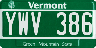 VT license plate YWV386