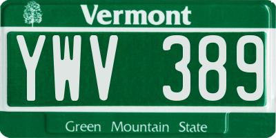 VT license plate YWV389
