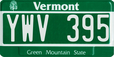 VT license plate YWV395