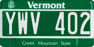 VT license plate YWV402