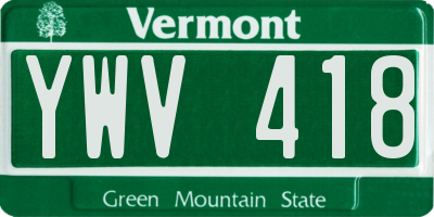 VT license plate YWV418