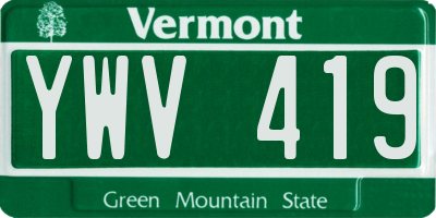 VT license plate YWV419