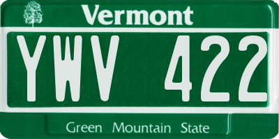 VT license plate YWV422