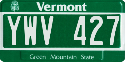 VT license plate YWV427