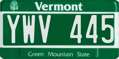 VT license plate YWV445