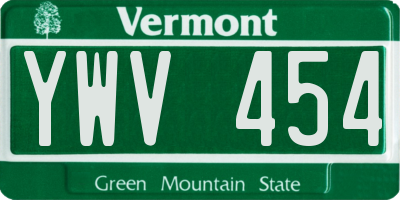 VT license plate YWV454