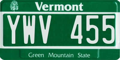 VT license plate YWV455