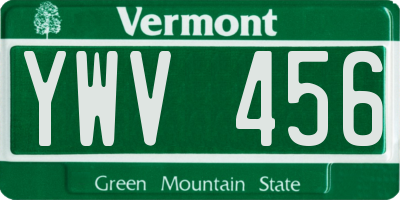VT license plate YWV456