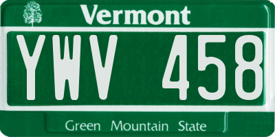 VT license plate YWV458