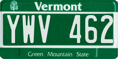 VT license plate YWV462