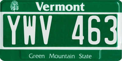VT license plate YWV463