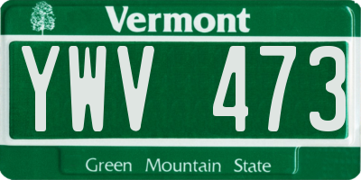 VT license plate YWV473