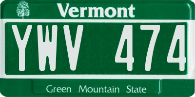VT license plate YWV474