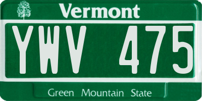 VT license plate YWV475