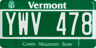 VT license plate YWV478