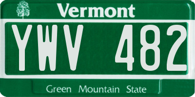 VT license plate YWV482