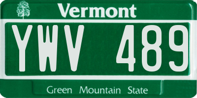 VT license plate YWV489