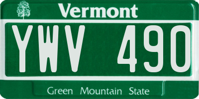 VT license plate YWV490