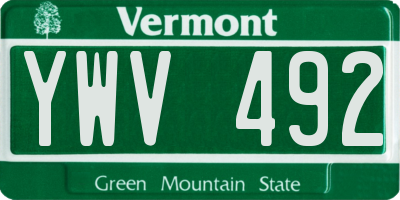 VT license plate YWV492