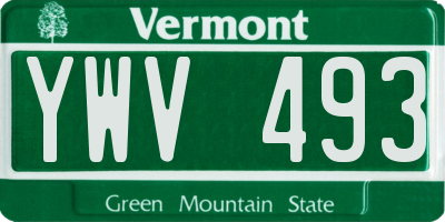 VT license plate YWV493