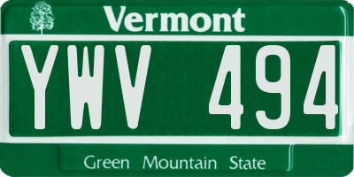 VT license plate YWV494