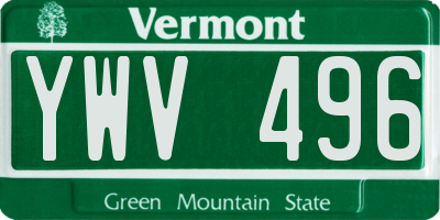 VT license plate YWV496