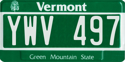VT license plate YWV497
