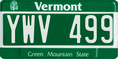 VT license plate YWV499