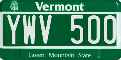 VT license plate YWV500