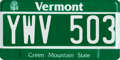 VT license plate YWV503