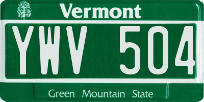 VT license plate YWV504