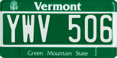 VT license plate YWV506