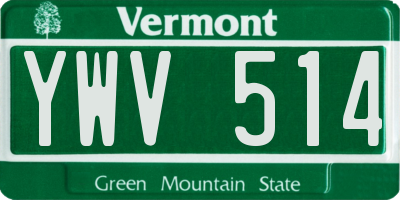VT license plate YWV514