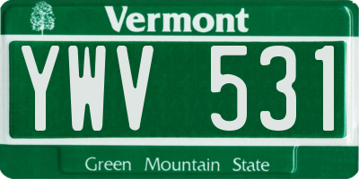 VT license plate YWV531