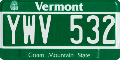 VT license plate YWV532