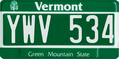 VT license plate YWV534