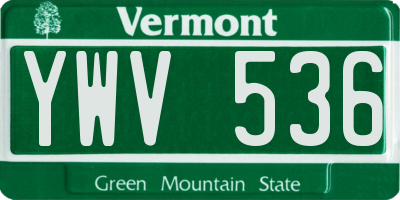 VT license plate YWV536