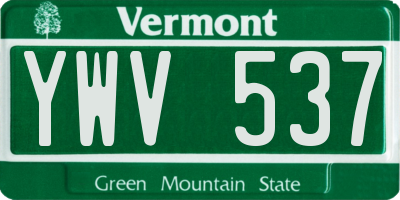 VT license plate YWV537