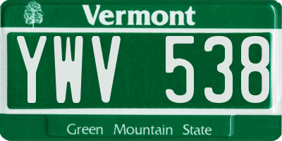 VT license plate YWV538