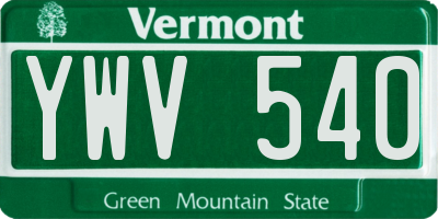 VT license plate YWV540